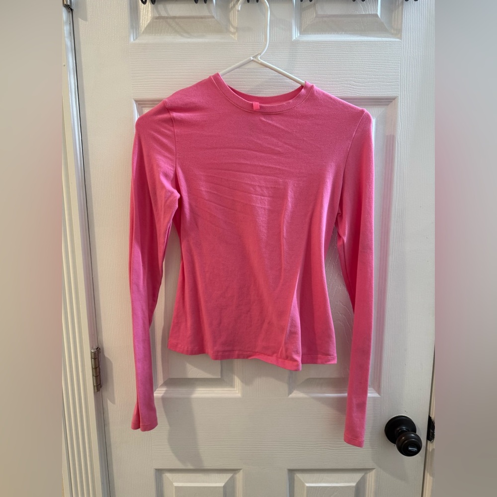 SKIMS Cotton Jersey Long Sleeve in Sugar Pink